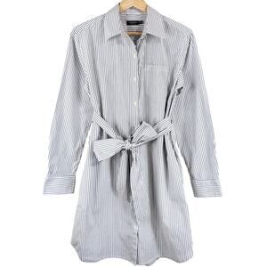 Vineyard Vines Blue Stripe Shirt Dress Long Sleeve Button Pocket Nautical Tie XS